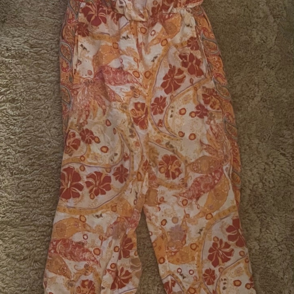 Floral Orange Jumpsuit